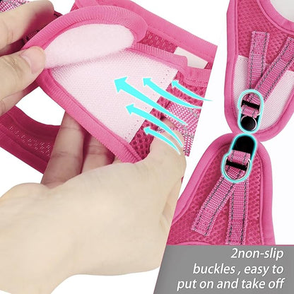 Dog Harness for Small Dogs, Small Dog Harness and Leash Set, Honeycomb Grid, Reflective Lightweight Harness & Anti-Twist Pet Lead,Dog Harness(Multi Color, Size: XS-S-M) (XS, Rose red)