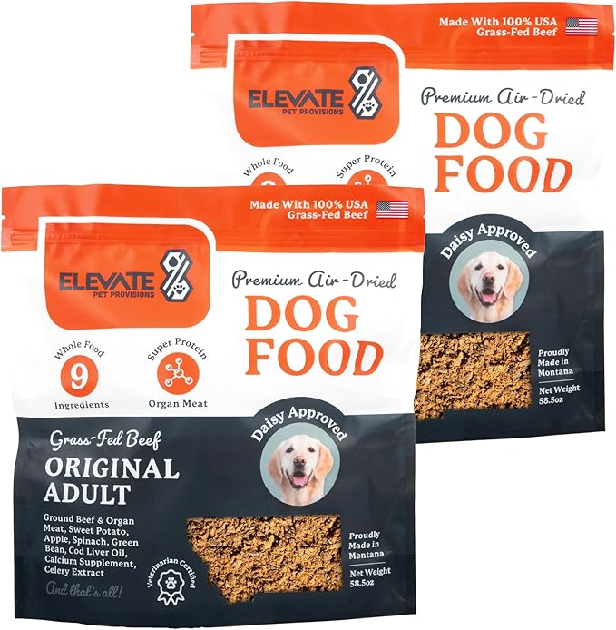 100% Human Grade Air Dried Dog Food - All Natural - USA Grass Fed Beef - Limited Ingredient Dog Food - Grain Free - Dehydrated - Complete Meal or Dog Food Topper  Beef Flavor - 7.3 lb