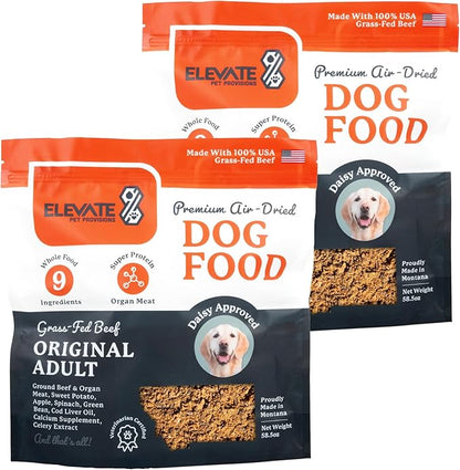 100% Human Grade Air Dried Dog Food - All Natural - USA Grass Fed Beef - Limited Ingredient Dog Food - Grain Free - Dehydrated - Complete Meal or Dog Food Topper  Beef Flavor - 7.3 lb