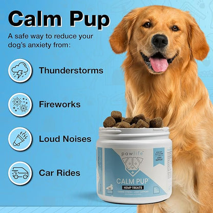 Hemp Dog Calming Chews - Anxiety Relief Treats, 60 Calming Treats for Dogs, Organic Calm Pup Dog Anxiety Relief, Calming Care for Dogs (Duck Flavor)