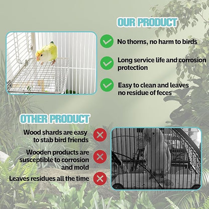 Bird Perches Platform, Stainless Steel Bird Perch Stand,Bird Cage Accessories Exercise Platform for Small to Large Parrots(Rectangle,XL)