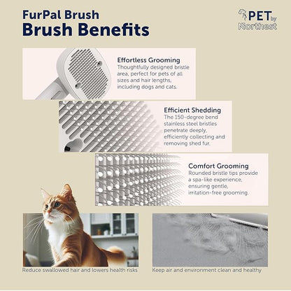 MultiFunctional Pet Brush, Dog Brush for Shedding, Cat Brush for Shedding, Grooming & Hair Removal, Deshedding Dog Brush, Vib Massage, Neg. Ion Tech, UV light for tick detection, pet chase light.