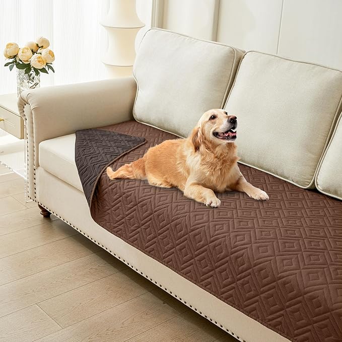 hyha Waterproof Dog Blanket, Soft Pet Bed Blankets, Waterproof Sofa Couch Cover for Dogs Washable, Reversible Pet Couch Covers for Sofa Furniture (30x70 Inch, Brown/Chocolate)