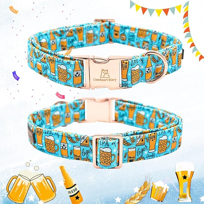 Lionheart glory Dog Collar Blue Dog Collar Summer Dog Collar Party Collar Dog Boy or Girl Soft Durable Adjustable Dog Collars for Large Dogs