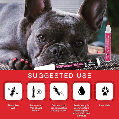 Warren London Pawdicure Dog Nail Polish Pens | Made in USA | Quick Dry, Low Odor, Non-Toxic Dog Accessories | Ideal for Dog Birthday, Dog Costume | 13 Colors | Neon Pink
