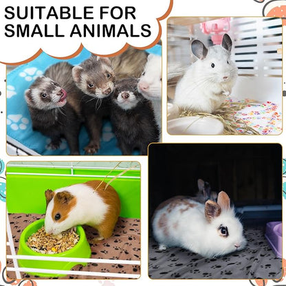 Tegeme 12 Pieces Fleece Blankets for Pets Dog Puppy Paw Print Cat Bedding Cover Blanket for Small Animals Pig Cage Liner Sleep Mat Pad Kitten Soft Warm(Cute Style,47 x 24 Inches)