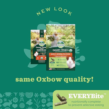 Oxbow Organic Bounty Guinea Pig Food, Adult Guinea Pig, Made with Oxbow Timothy Hay, USDA Organic Pet Food Pellets with Vitamin C, Small Animal Pet Products, Made in USA, High Fiber, 3 lb. bag