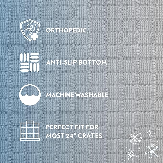 Paw Inspired Cooling Orthopedic Crate Pad for Dogs, Washable Memory Foam Dog Cooling Mat (23x17 Inch XS/Small Size for 24 Inch Kennel, Gray)