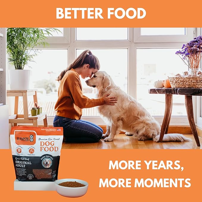 100% Human Grade Air Dried Dog Food - All Natural - USA Grass Fed Beef - Limited Ingredient Dog Food - Grain Free - Dehydrated - Complete Meal or Dog Food Topper  Beef Flavor - 3.65 lb