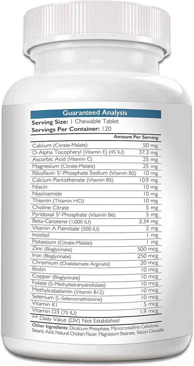 Multivitamins for Dogs, Daily Vitamin and Mineral Support, Nutritional Dog Supplements for All Canine Breeds and Sizes, Promotes Immune Health in Pets, 120 Chewable Tablets