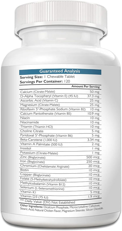 Multivitamins for Dogs, Daily Vitamin and Mineral Support, Nutritional Dog Supplements for All Canine Breeds and Sizes, Promotes Immune Health in Pets, 120 Chewable Tablets