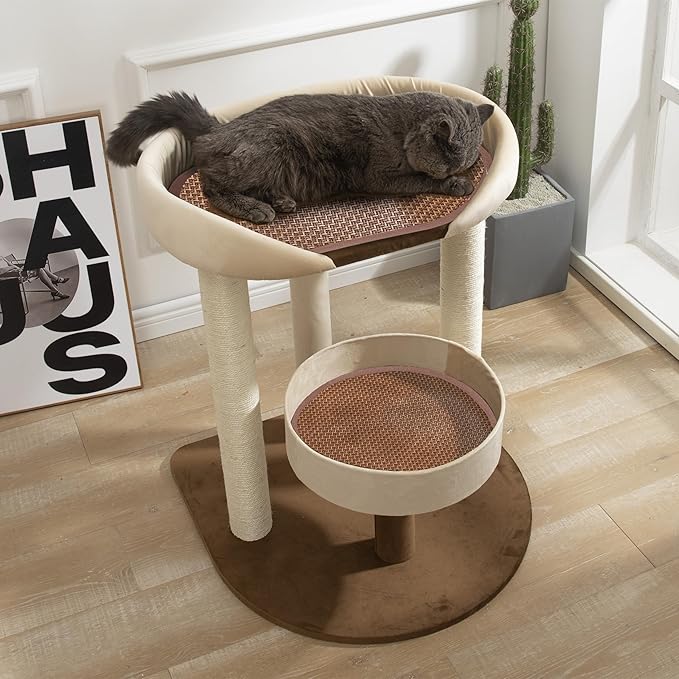 SHENGOCASE Modern Cat Tree Tower with Extra Large Platform Perch Bed for Maine Coon and Big Couch Sofa for Multiple Cats
