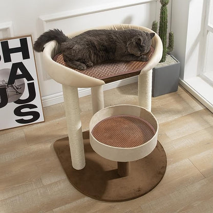 SHENGOCASE Modern Cat Tree Tower with Extra Large Platform Perch Bed for Maine Coon and Big Couch Sofa for Multiple Cats