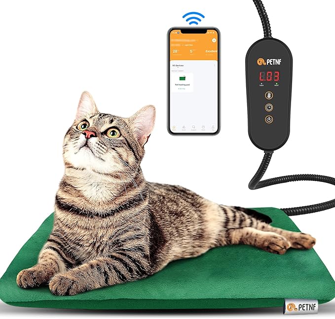 Pet Heating Pad with APP Temperature Adjustment Dog Heating Pad Anti-bite Puppy Heating Pad with Timer Cat Heating Pad Indoor Waterproof Pet Warming Pad Electric Heated Bed Mat Dog