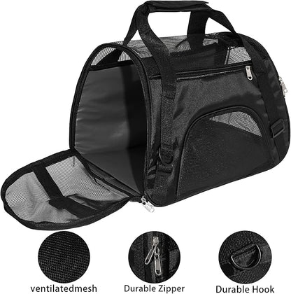 Pet Carrier Soft-Sided Carriers for Cat Carriers Dog Carrier for Small Medium Cats Dogs Puppies Pet Carrier Airline Approved up to 15 Lbs Cat Dog Pet Travel Carrier (Medium,Black)