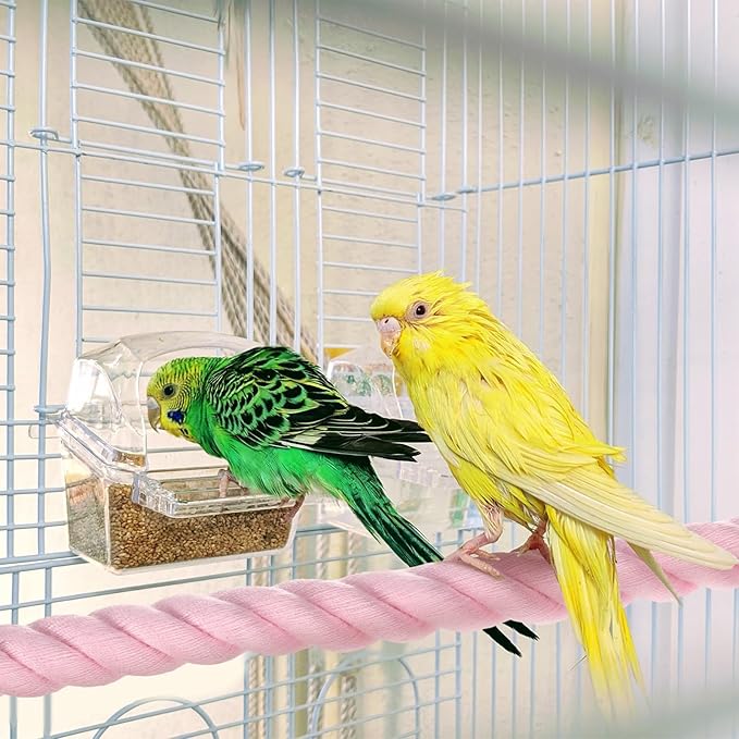 2-Pack Rope Perches for Bird Cages, 23.6 in Length Comfort Grip Flexible Rope Perch Beak & Paw Grinding for Parrots/Cockatiels/Parakeets, Bird Platform Sand [Pink]