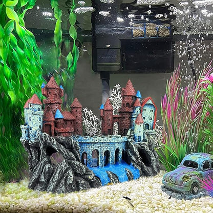 Aquarium Castle Decoration for Fish Tank Castle Cave Hideouts House Plants Supplies Accessories Safe for Freshwater and Saltwater Fish Tanks – Medium (Brown)