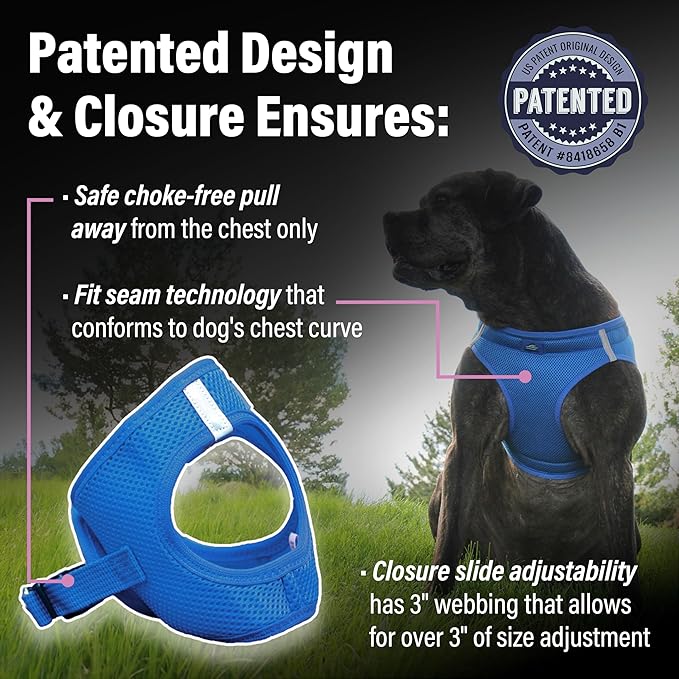 Doggie Design Dog Harness - No Choke Dog Harness, Dog Vest, Mesh Polyester, Pet Harness, Simple Step in Design, Harness for Dog - Cobalt Blue, 3XL