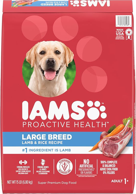 IAMS Large Breed Adult Dry Dog Food Lamb & Rice Recipe, 15 lb. Bag