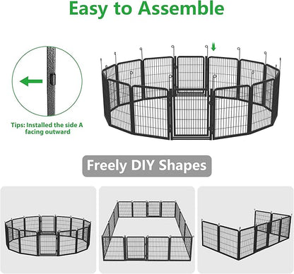 Dog Playpen Outdoor, 32" Height 20 Panels Pet Fence with Low Threshold Full Gate, Large Dog Fence Outdoor for Yard, Heavy Duty Pet Playpen Metal Play Pen Fence for RV Camping