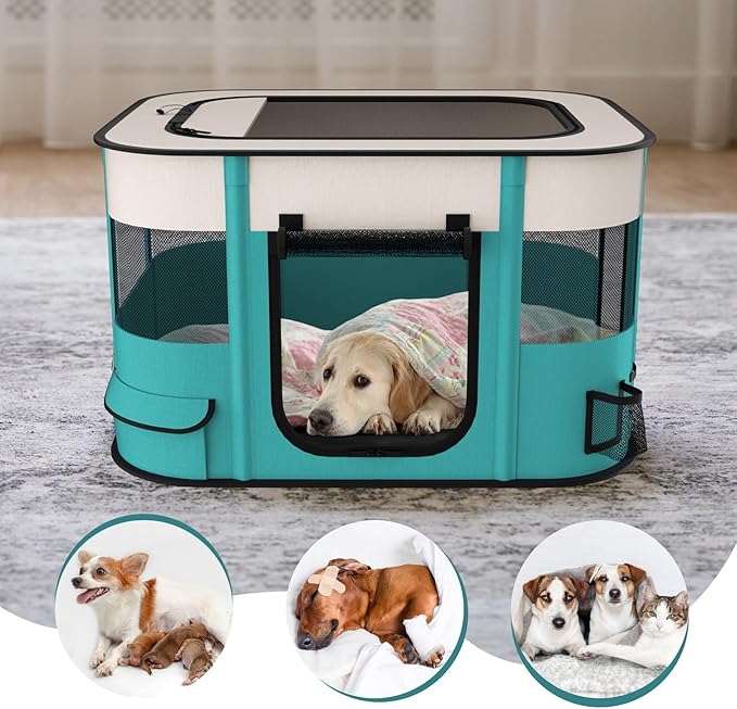 Foldable Pet Playpen,Portable Dog Cat Crate Pet Kennel Tent, Puppy playpen Indoor, Free Carrying Case,Outdoor Travel Use Camping for Small Large Dogs,Cats,Animals,Large