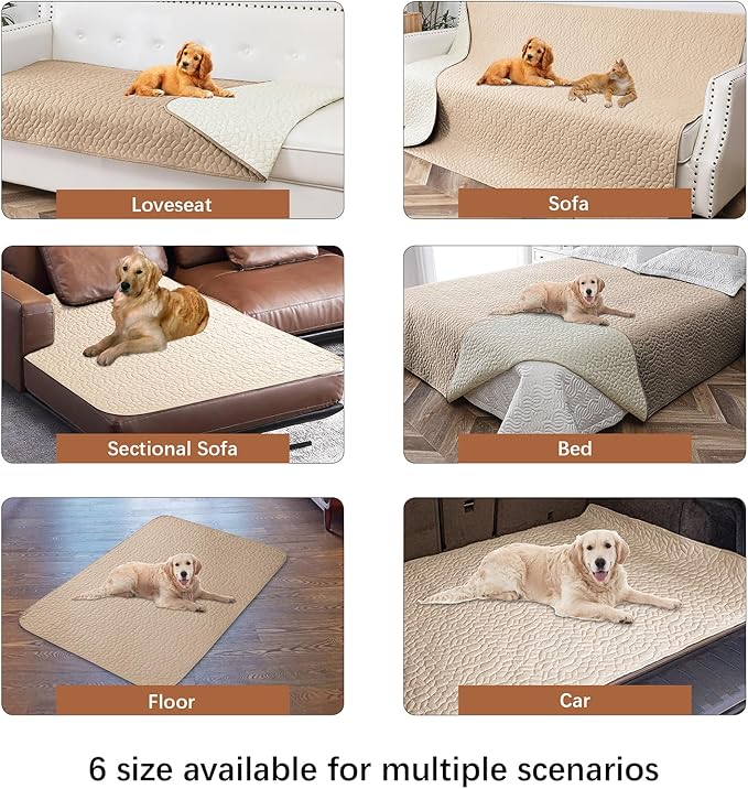 Waterproof Dog Blanket, Washable Anti-Slip Pet Couch Covers for Sofa,Pet Hair Resistant Blankets Bed Chair Furniture Couch Protector for Dogs-82x82,Beige