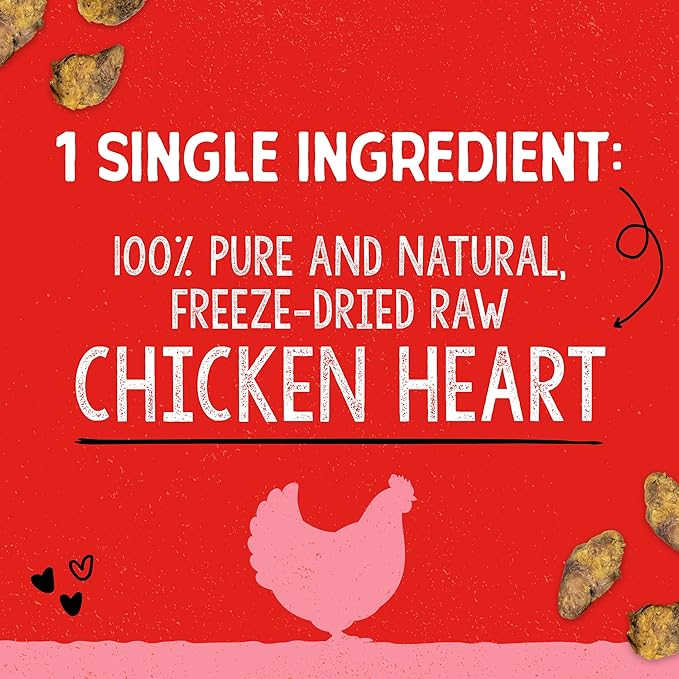 Stella & Chewy's Freeze-Dried Raw Single Ingredient Chicken Hearts Dog Treats, 11.5 oz. Bag