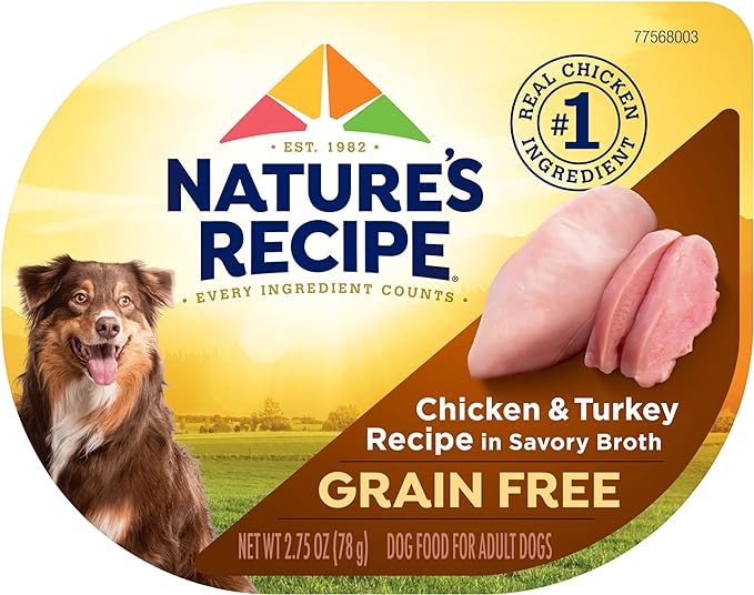 Nature's Recipe Grain Free Wet Dog Food, Chicken & Turkey Recipe, 2.75 Ounce Cup (Pack of 12)