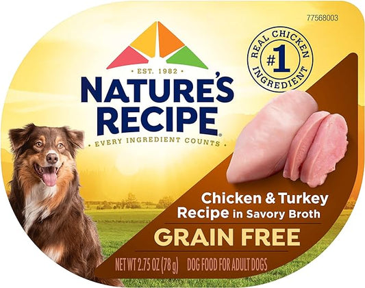 Nature's Recipe Grain Free Wet Dog Food, Chicken & Turkey Recipe, 2.75 Ounce Cup (Pack of 12)