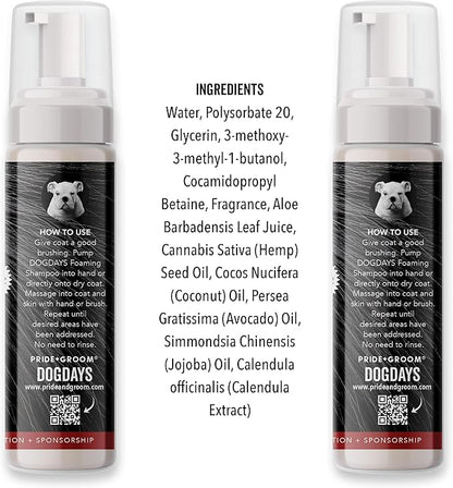 Pride and Groom DogDays No Rinse Quick Cleaning Shampoo | Waterless Foaming Dry Shampoo for Dogs & Cats | Odor-Eliminating, Hypoallergenic Pet Cleanser | 8 fl oz | Made in USA