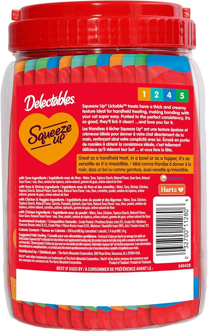 Delectables Squeeze Up Variety Pack, Creamy Squeezable Puree, Lickable Wet Cat Treats, Grain Free, No Added Fillers, No by-Products, No Added Preservatives, 0.5 Ounces Tube, 48 Tubes Total