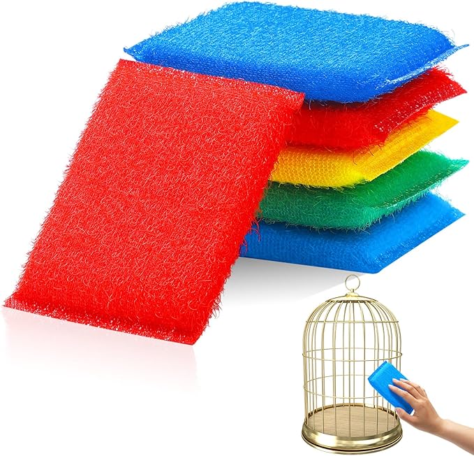 6 Pack Pet Cleaning Supplies Cage Saver Scrub Pad for Bird Rabbit Parakeet Guinea Pig Cleaning Cage Aquarium