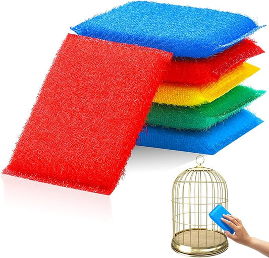 6 Pack Pet Cleaning Supplies Cage Saver Scrub Pad for Bird Rabbit Parakeet Guinea Pig Cleaning Cage Aquarium