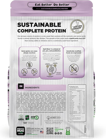 Nature's HUG Dry Dog Food, for Adult-Medium & Large Breeds, 20 lb. Chicken Flavor Plant-Based Protein Vegetarian Kibble, Grain-Free, Allergen-Free, Complete Protein & Balanced Nutrition