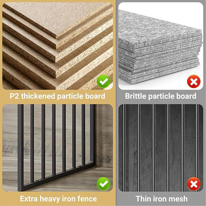 Rovibek 61 Double Dog Crate Furniture for 2 Dogs, Large Double Dog Kennel Furniture TV Stand, Furniture Style Dog Crates End Table, Wood Crates for Dogs Kennel Indoor Grey