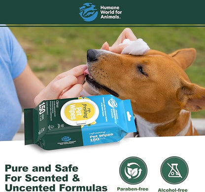 Humane World Pet Wipes - 450 Count, Hypoallergenic, Calming Lavender & Refreshing Citrus - Gentle Cleansing for Dogs & Cats