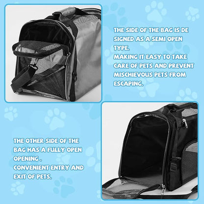 Sweetude 4 Pcs Cat Carrier Soft Pet Carrier for Cat Under 13lbs, 16.9X 11x 7.5 Inch, Soft Sided Foldable Comfortable Portable Carrying Bag for Cat Small Dog Pet Travel (Black, Gray, Pink, Blue)