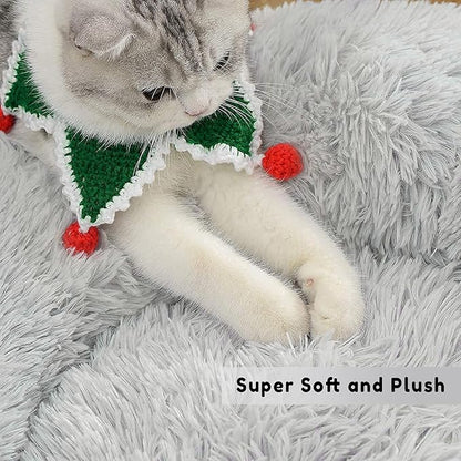 2021 Upgraded Western Home Round Dog Bed for Small Dogs, Calming Donut Cuddler Pet Bed,Fluffy Plush Faux Fur Cat Bed(24", Grey)