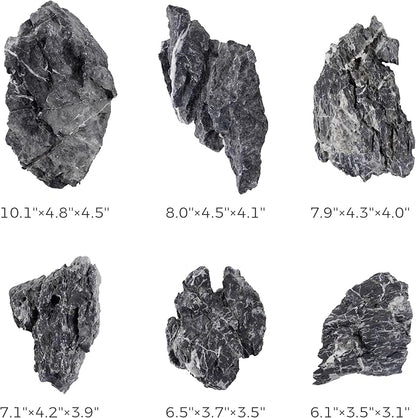 6-8 Inches Natural Seiryu Stone 6 PCS Aquarium Rocks for Aquascaping, Aquarium Landscaping, Terrariums, Fish Tank Decoration, Vivariums, Paludarium, Reptile and Amphibian Enclosures