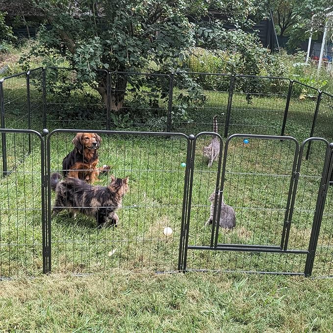 Dog Playpen, Dog Fences for The Yard, Portable Outdoor Dog Playpen for Large/Medium/Small Dogs, Foldable Metal Dog playpen, with Doors (24 Panels, 24")