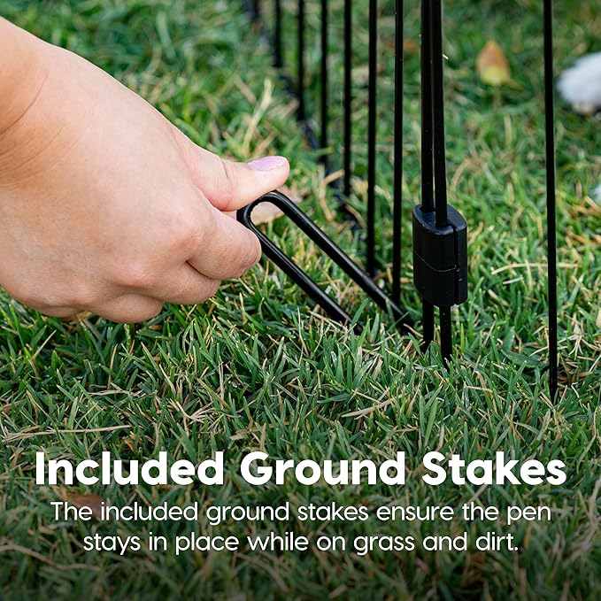 Bundle of IRIS USA Pee Pad Holder, XL Dog Pad Holder with Secured Latches, Non-Skid Feet, Leak Protection + IRIS USA 8-Panel 36" Metal Dog Playpen, Indoor/Outdoor, Foldable, Black