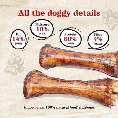 Natural Farm Smoked Beef Shin Bones (3 Pack), 100% Natural Beef Dog Bones, High in Minerals & Vitamins, Mental Stimulation, Grain-Free Long-Lasting Bones for Large and Medium Dogs