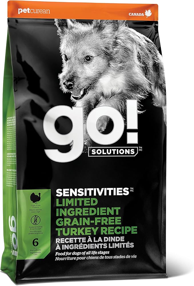 Go! Solutions Sensitivities Limited Ingredient, Grain-Free Dry Dog Food, Turkey Recipe for Sensitive Stomach, 12 lb Bag