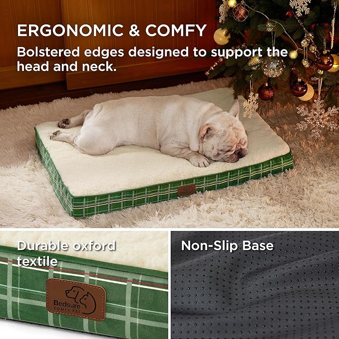 Bedsure Medium Dog Bed for Medium Dogs - Christmas Dog Bed, Orthopedic Waterproof Dog Beds with Removable Washable Cover
