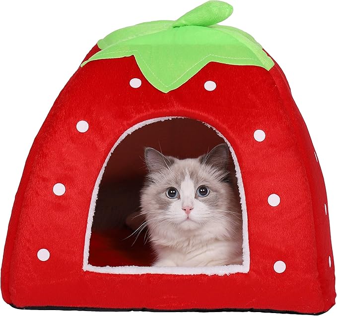 Spring Fever Hamster Guinea Pig Rabbit Dog Cat Chinchilla Hedgehog Bird Small Animal Pet Bed House Hideout Cage Accessorie B Red XL (18.9 * 18.9 inch)