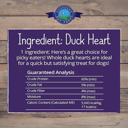 Freeze Dried Dog and Cat Treats, Duck Heart, All Natural Single Ingredient Freeze-Dried Dog Treat & Dog Snacks, Made in USA, High Protein, Essential Nutrition of Raw Dog Food, 8oz