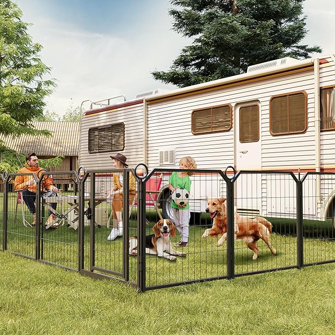 Dog Playpen Portable Extra Large 16 Panels 24" Height Adjustable with Gate, Perfect for Puppies and Small Dogs, Easy to Store, Customizable Layout for Indoor, Yard, RV Campingï¼_ence partition