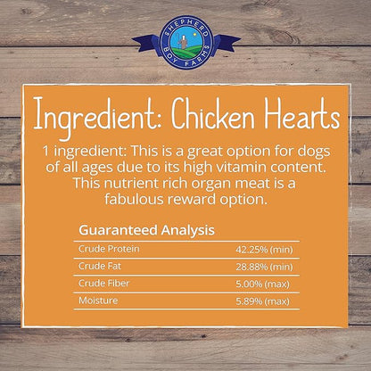 Freeze Dried Dog and Cat Treats, Chicken Heart, All Natural Freeze-Dried Dog Treat & Dog Snacks, Made in USA, High in Protein, Single Ingredient, Made in The USA, 3oz