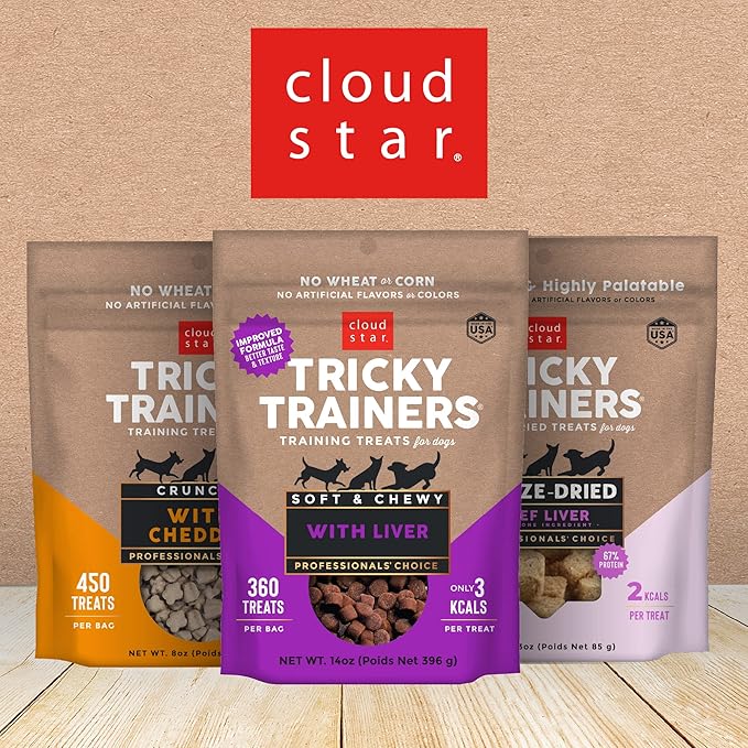 Cloud Star Tricky Trainers Chewy Dog Treats  Whole Grain Soft for Adult & Puppy
