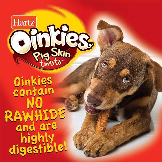 Hartz Oinkies Smoked Pig Skin Chicken Jerky Twists Dog Treats, 10 Count (Pack of 6) (Packaging May Vary)